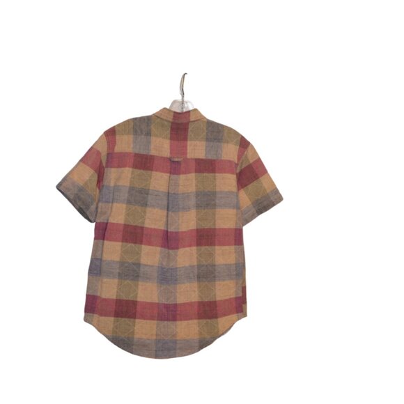 ANGELIQUE Cotton Button-Down Shirt Grey-Red-TanTextures Pattern Round Bottoms S - Picture 2 of 14